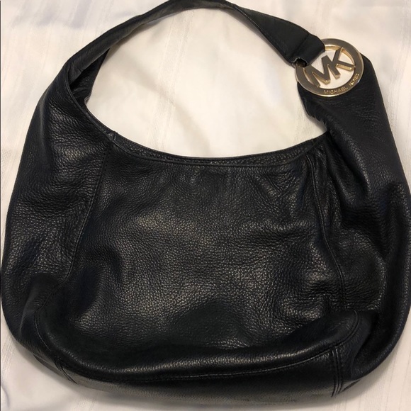 MICHAEL Michael Kors Handbags - MICHAEL KORS black tote satchel purse gold accents